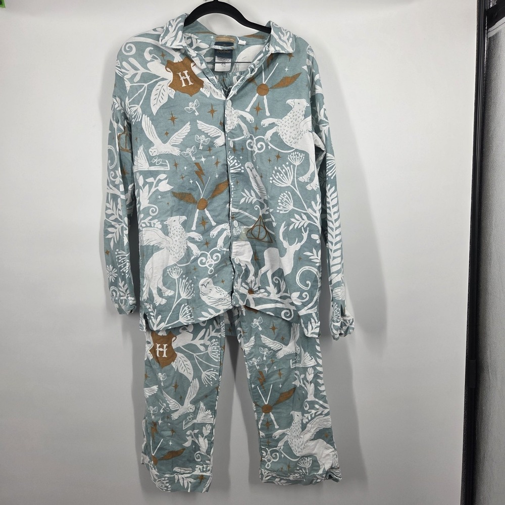 Pottery Barn Teen  HP Magical Damask Flannel Pajama Set Magical Mist XS
